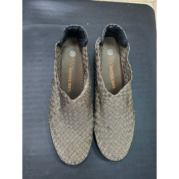 By Bernie Mev Metallic Dark Gold Woven Slip-On Wedge Shoes Size 8.5-9 - Picture 3 of 8